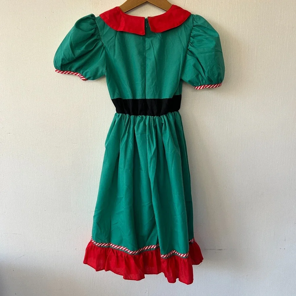 Rukajia‎ Elf Dress Girls Size 8 Green Red Christmas Costume